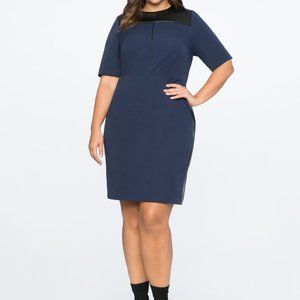 NWT Eloquii Premier Bi-Stretch Faux Leather Mix Dress